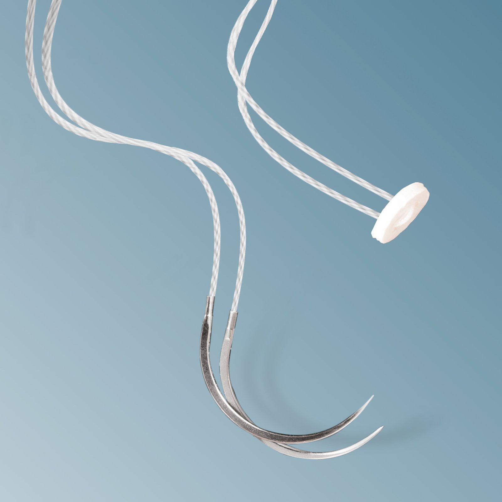 Polyester suture with PTFE pledgets on curved needles